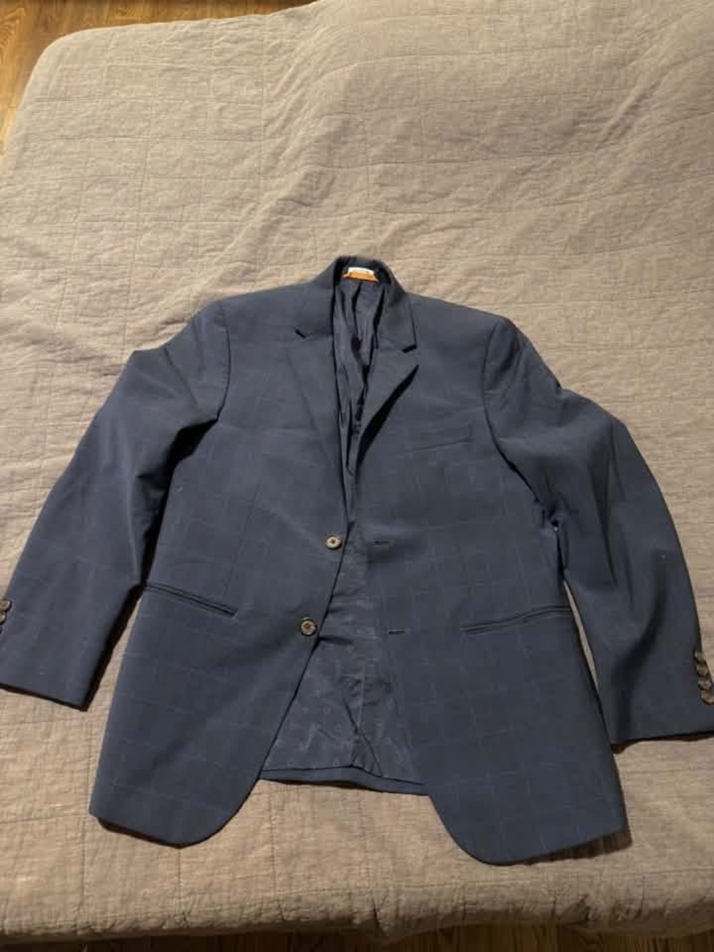 Men's Navy Blue Windowpane Blazer - Classic Tailored Jacket
